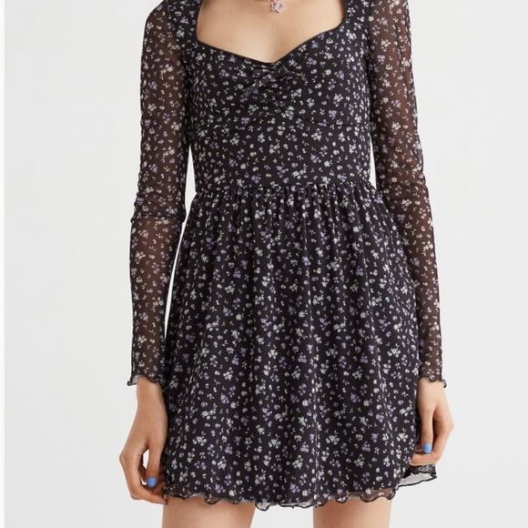 Embroidered Mesh Dress H&m Women's Black Sequin-embroidered Mesh Dress H&M Embroidered Mesh Dress H&m Women's Black Sequin-embroidered Mesh Dress H&M